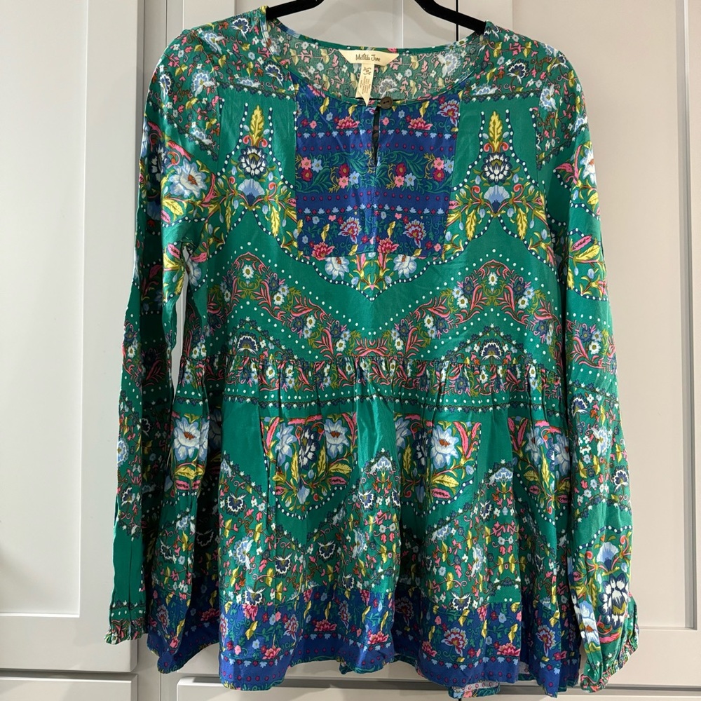 Matilda Jane Evergreen Peplum Top boho floral long sleeve feminine medium